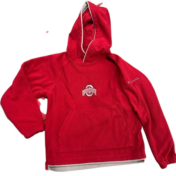 Ohio State Buckeyes Hoodie Youth Medium Red Columbia Pullover Fleece - Picture 1 of 8